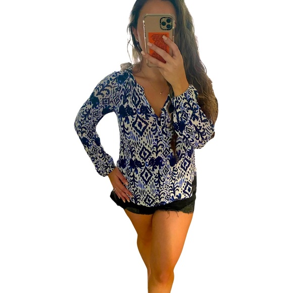 Lilly Pulitzer Blue & White Blouse - Size XS - Picture 2 of 7